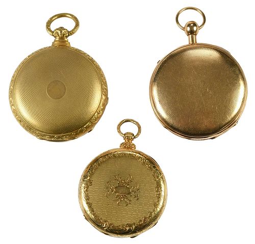 THREE POCKET WATCHESopen face, 50mm