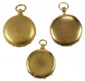 THREE POCKET WATCHESopen face,