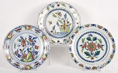 THREE POLYCHROME DELFT CHARGER