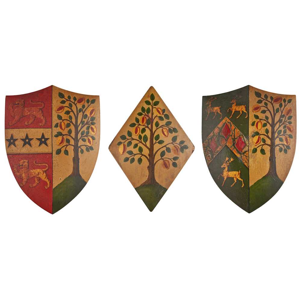 THREE POLYCHROMED AND PARCEL-GILT