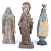 THREE POLYCHROMED HAND-PAINTED