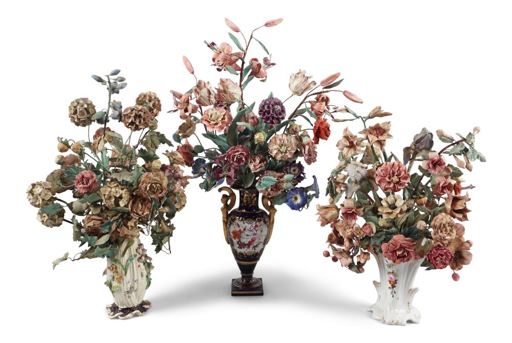 THREE PORCELAIN AND COMPOSITION