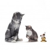 THREE PORCELAIN CAT FIGURINES