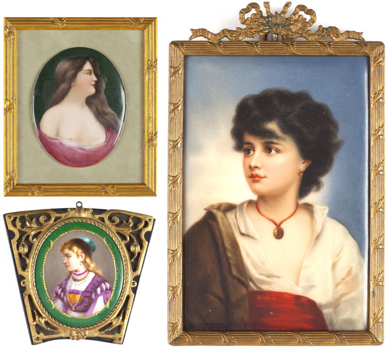 Three Porcelain Portrait Plaquesthe
