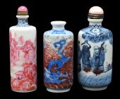 THREE PORCELAIN SNUFF BOTTLEST