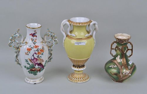 THREE PORCELAIN VASESincluding a
