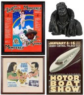THREE POSTERS, SCULPTURE(20th
