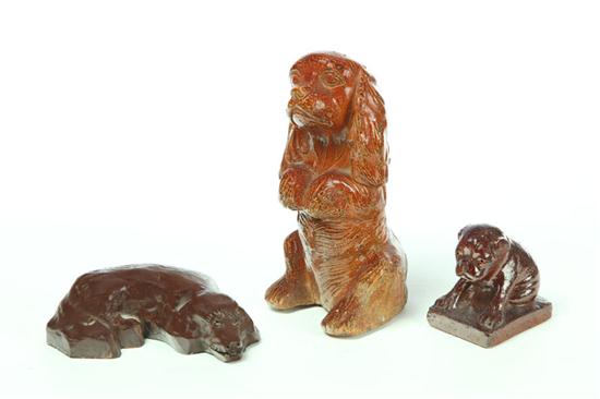 THREE POTTERY DOGS.  American 