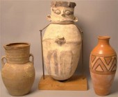 THREE POTTERY VASES INCLUDING