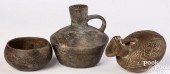 THREE POTTERY VESSELSThree pot