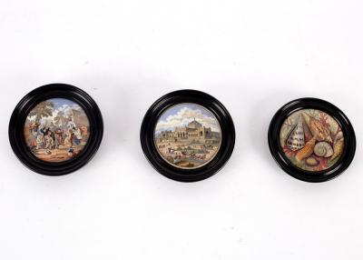 Three Prattware pot lids, Shells,