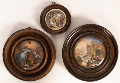 Three Prattware pot lids, The Inns,