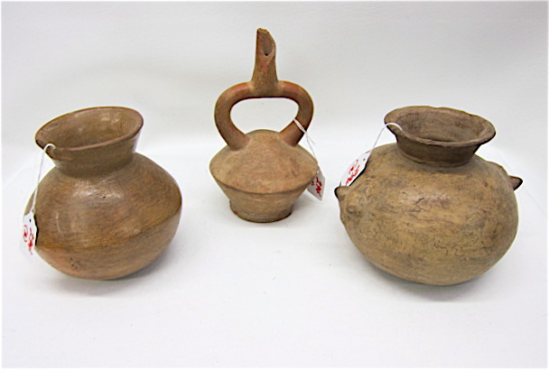 THREE PRE-COLUMBIAN CLAY POTTERY
