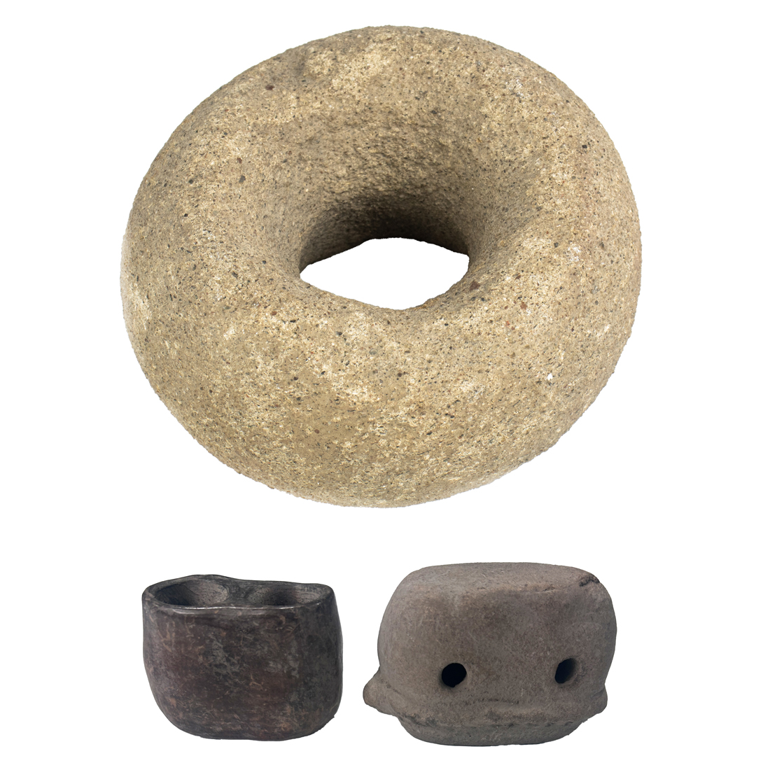 THREE PRE COLUMBIAN STONE OR