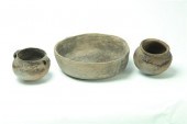 ***THREE PREHISTORIC POTTERY J