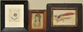 THREE PRIMITIVE ANTIQUE WATERC