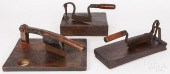THREE PRIMITIVE IRON CHOPPERS,
