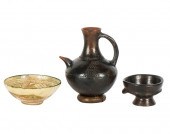 THREE PRIMITIVE POTTERY VESSEL