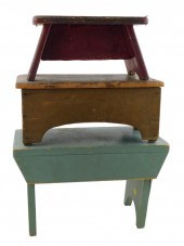 THREE PRIMITIVE STEPSTOOLS WIT