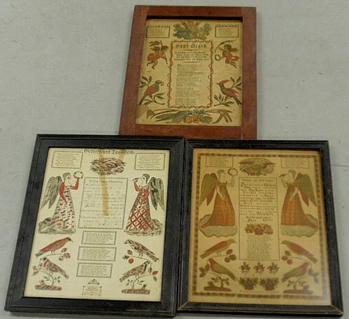 Three printed and hand-colored