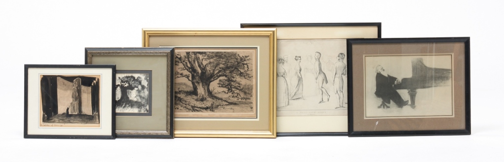 THREE PRINTS AND TWO PEN & INK