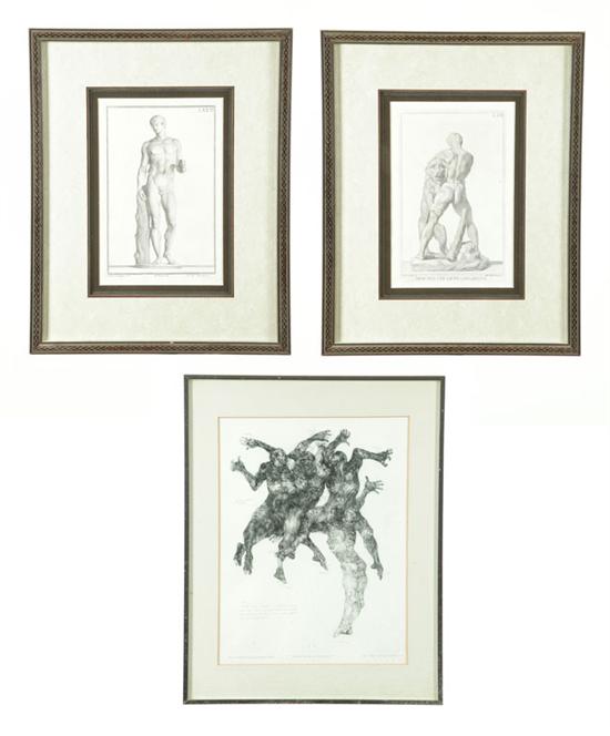 THREE PRINTS OF NUDES.  Etching