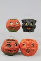 THREE PUMPKIN FACE LANTERNS AN