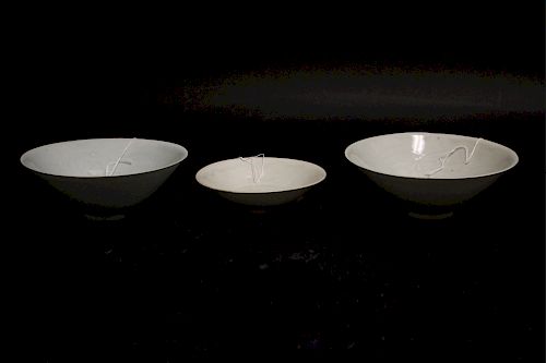 THREE QINGBAI BOWLSThinly formed