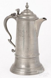 THREE-QUART LIDDED PEWTER FLAG