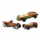 THREE RACE CAR TOYS The first