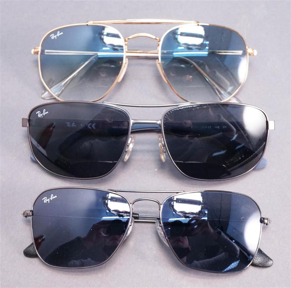 THREE RAY-BAN MEN'S SUNGLASSES,