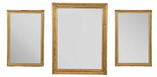 THREE RECTANGULAR GILT FRAMED