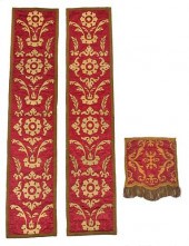 THREE RED SILK BROCADE ALTAR P