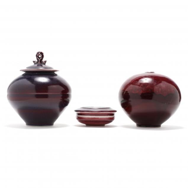 THREE REDUCTION GLAZED VESSELS, TOM