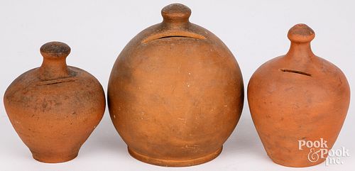 THREE REDWARE BANKS, 19TH C.Three