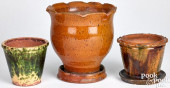 THREE REDWARE FLOWERPOTS<br>Th