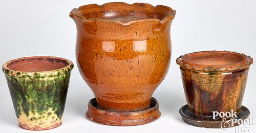 THREE REDWARE FLOWERPOTSThree