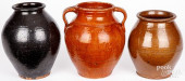 THREE REDWARE JARS, 19TH C.<br
