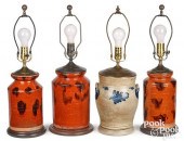 THREE REDWARE JARS AND A STONE