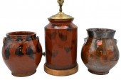 THREE REDWARE JARSThree Redwar