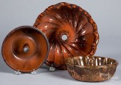 THREE REDWARE MOLDS, 19TH C.Th