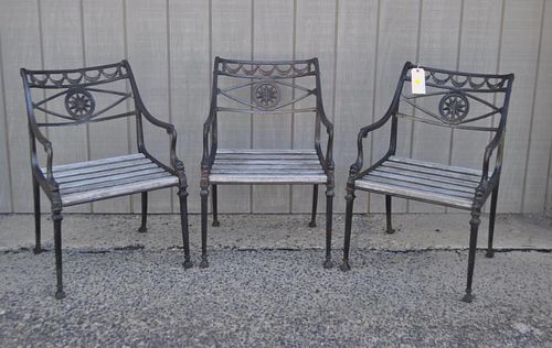 THREE REGENCY STYLE CAST IRON