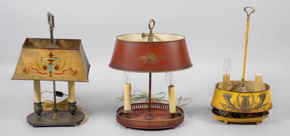 THREE REGENCY STYLE TOLE PEINTE