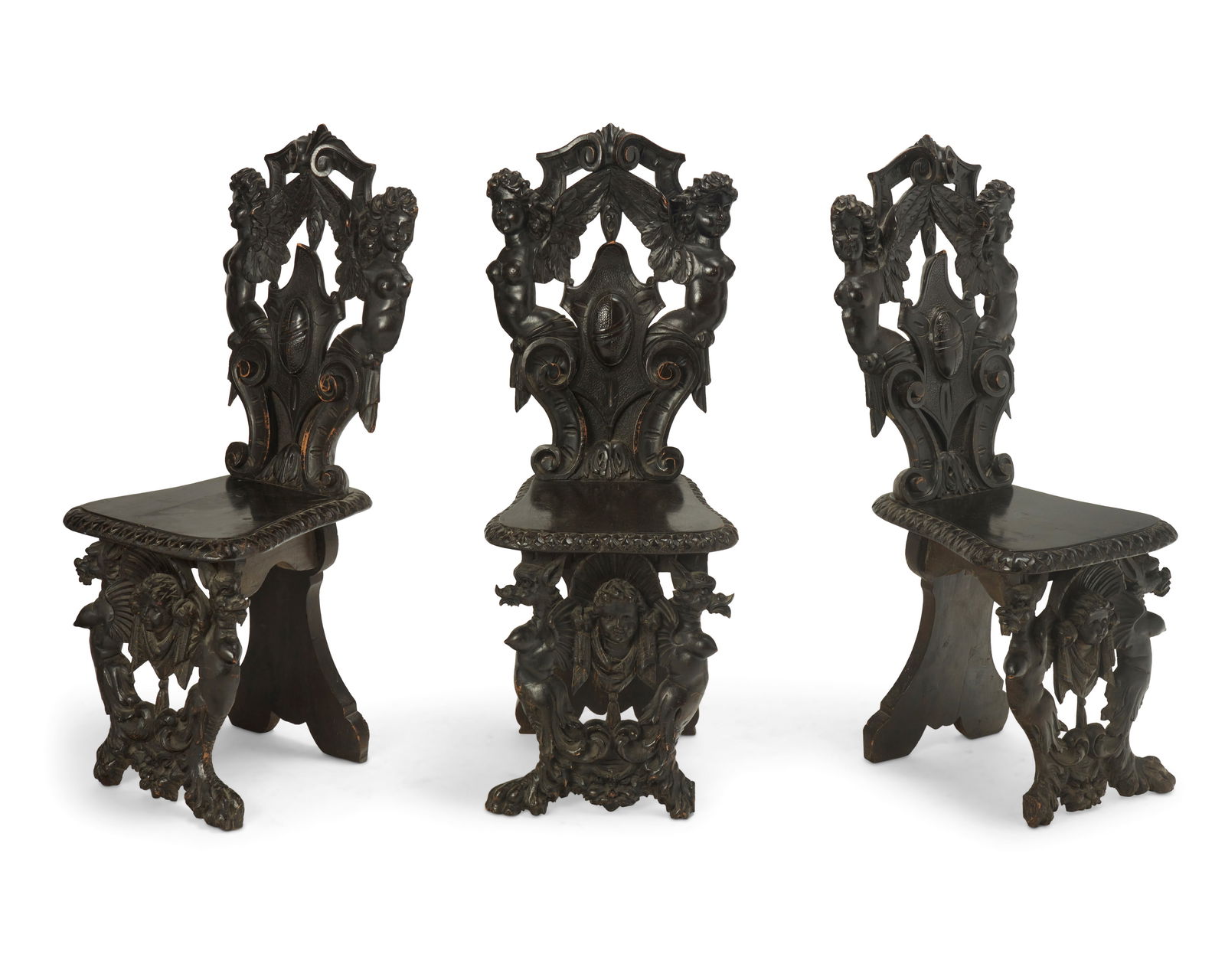 THREE RENAISSANCE-STYLE EBONIZED