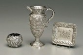 Three repousse sterling items: