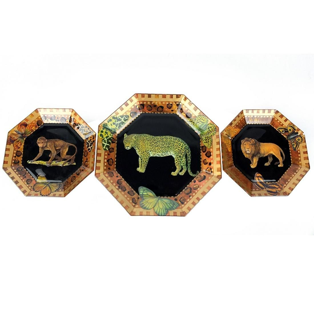 THREE REVERSE GLASS PLATESLot of