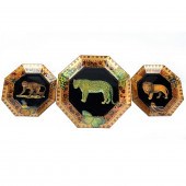 THREE REVERSE GLASS PLATESLot
