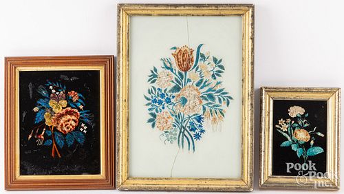 THREE REVERSE PAINTED AND TINSEL