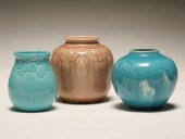 Three Rookwood art pottery vas