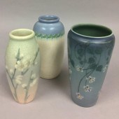 THREE ROOKWOOD ART POTTERY VEL
